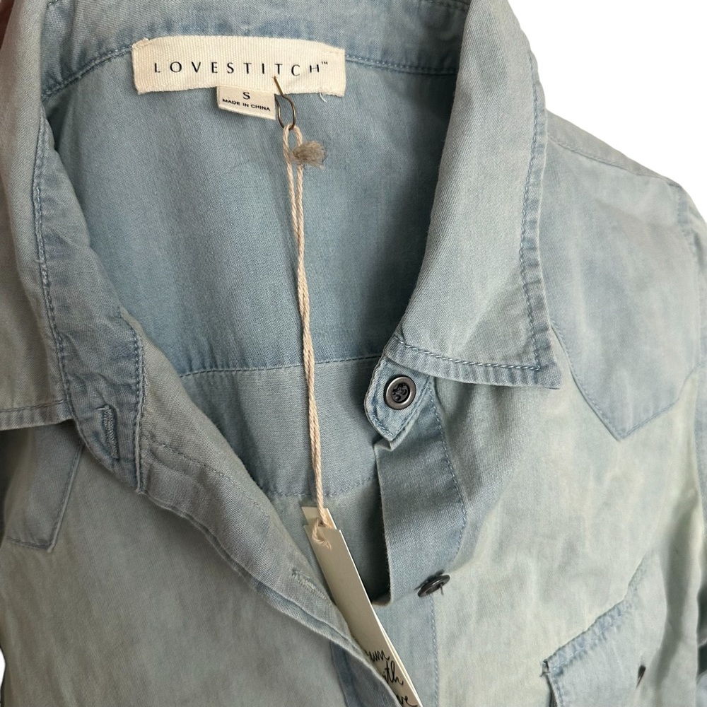 Lovestitch Washed Chambray Button Front Shirt - Picture 6 of 6